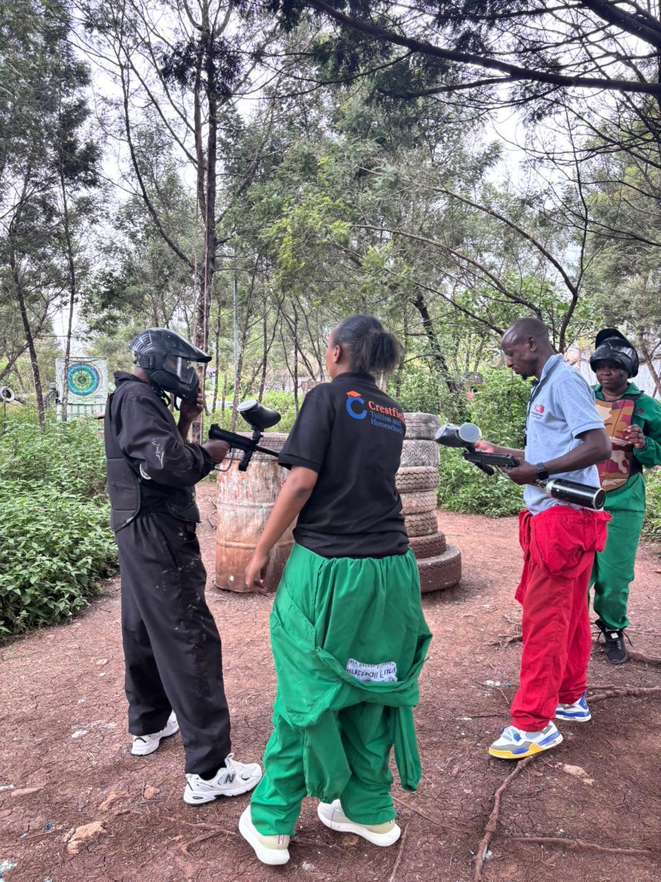 Crestfield learners receiving paintball activity support