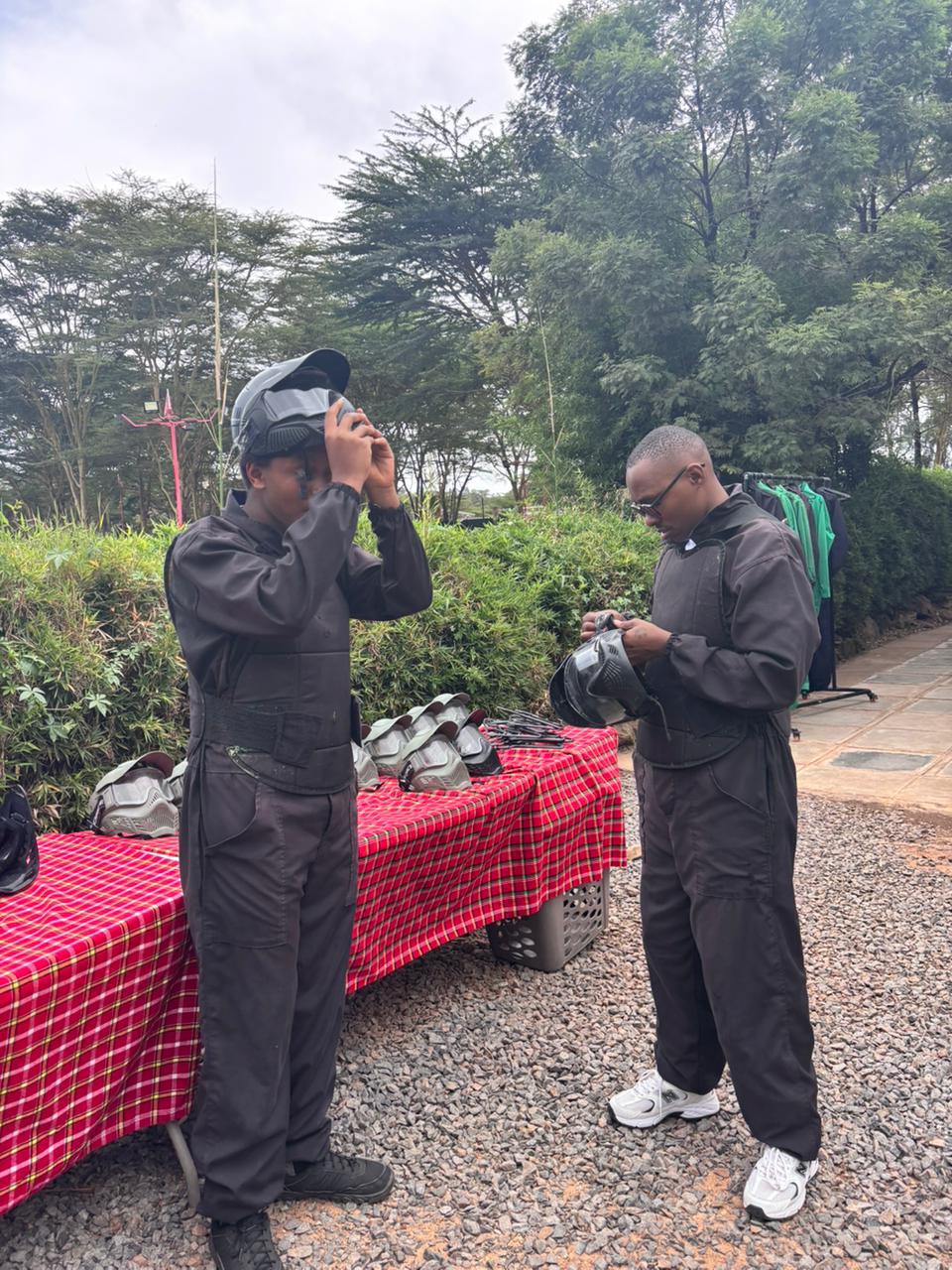 Crestfield student participating in paintball teamwork